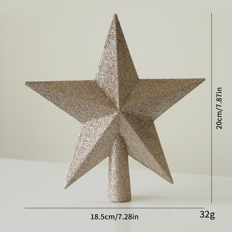 christmas-tree-top-star-decoration-ornament-gold-silver-red-pink-3d-five-pointed-star