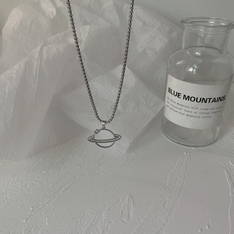 Planet Woman Necklaces Long Jewelry Women Necklace Pendant Hip Hop Chain Lovers Silver Color European Stainless Steel Naszyjnik