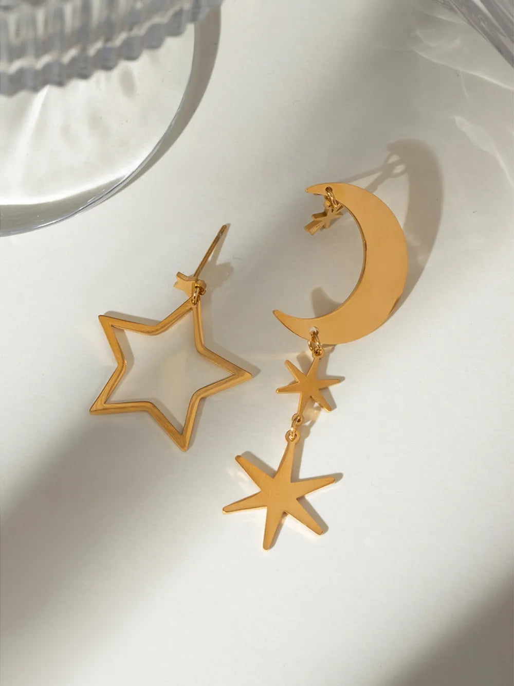 Gold Moon & Star Dangle Earrings – Celestial Jewellery Gift for Her