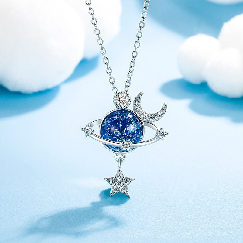 fantasy-universe-planet-necklace-with-small-design-sense-star-moon-set-zirconia-lock-bone-chain-necklace