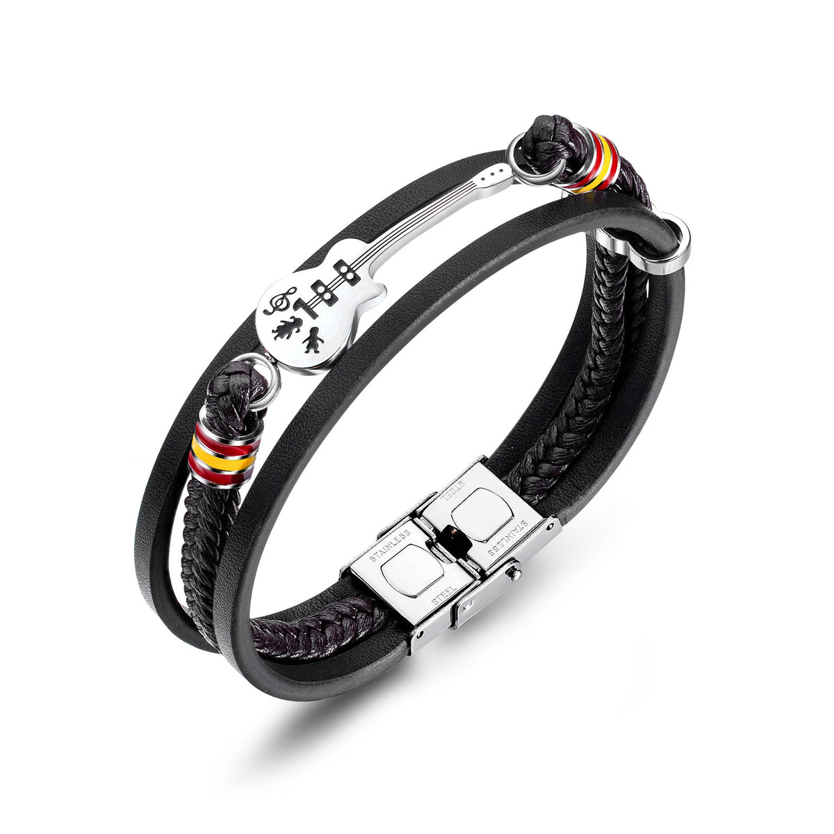 punk-mens-leather-bracelet-mens-guitar-bracelet-multilayer-braided-bracelet-leather-cord