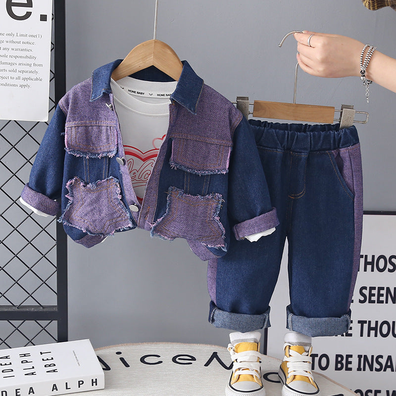 five-pointed-star-denim-long-sleeved-three-piece-set