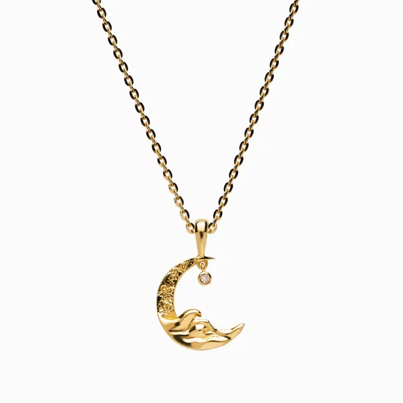 Gold Moon Pendant Necklace – Celestial Jewellery Gift for Her