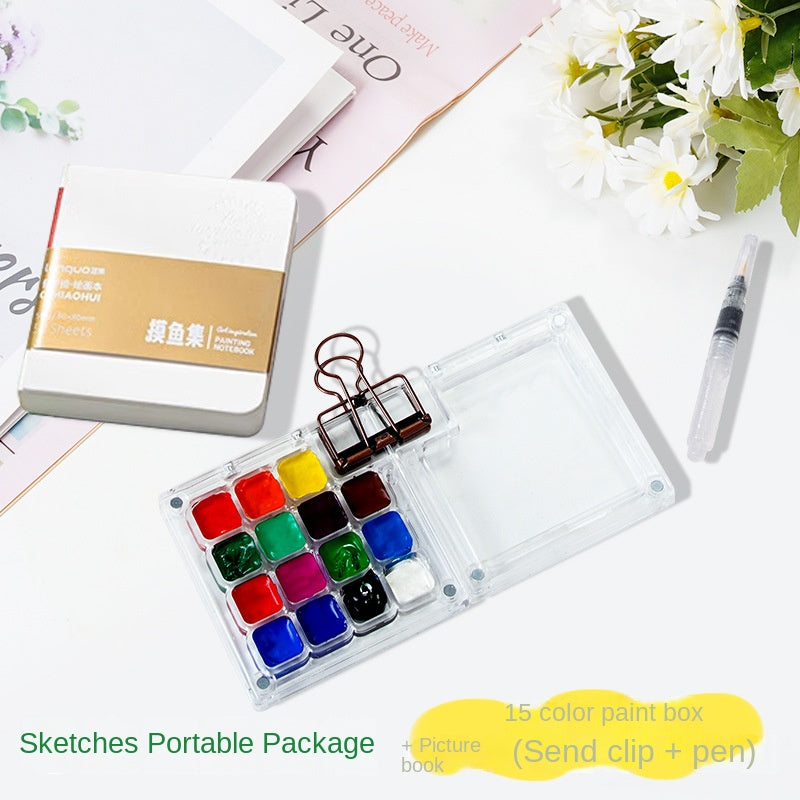 Mini Watercolor Paint Set with Small Drawing Book for Kids and Primary School Students, Portable Sketchbook and Art Kit