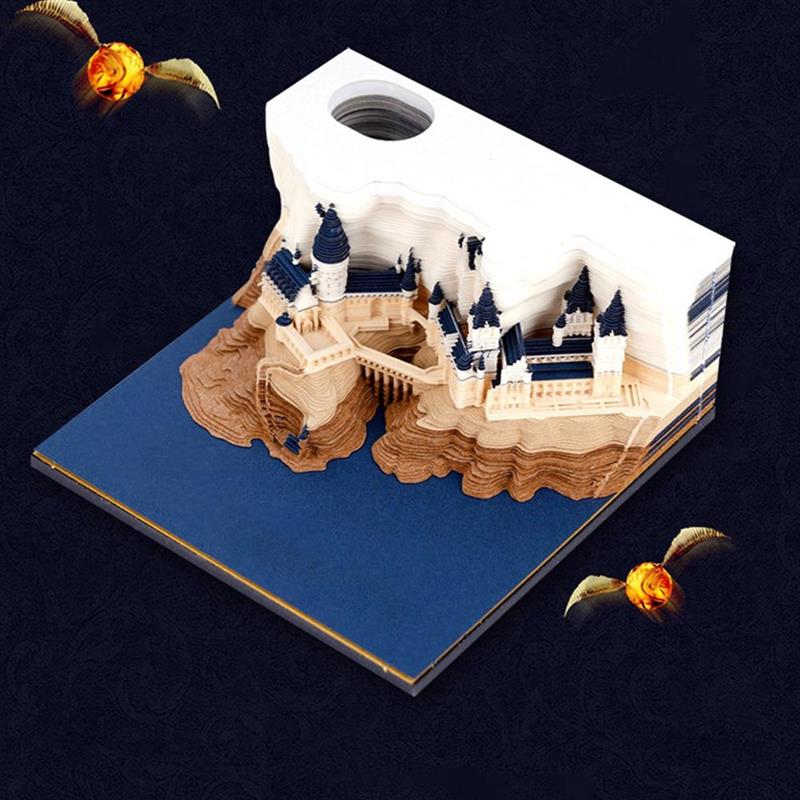 3D Paper Carving Art Hogwarts Castle Note Paper Art Building Blocks Paper Note Paper Decoration Home Crafts Paper Notepad Sticky