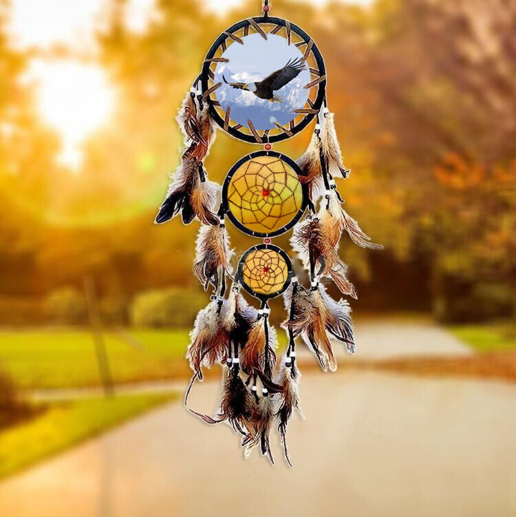 indian-style-dream-catcher-wolf-head-oil-painting-dream-catcher-home-wall-decoration-wall-hanging-natural-feather-pendant