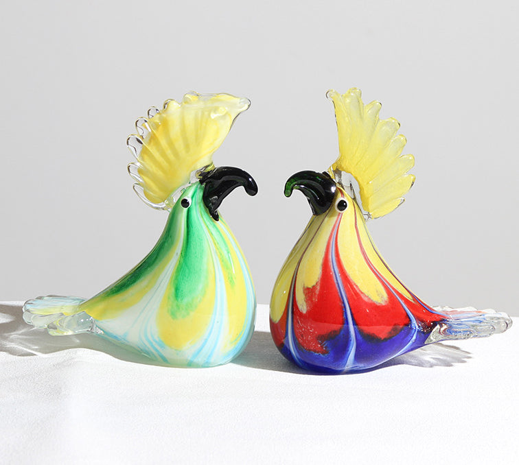 Nordic Figurine Glass Lovely birds Craft Decoration Hand Blown Art Home desktop decoration birthday gift