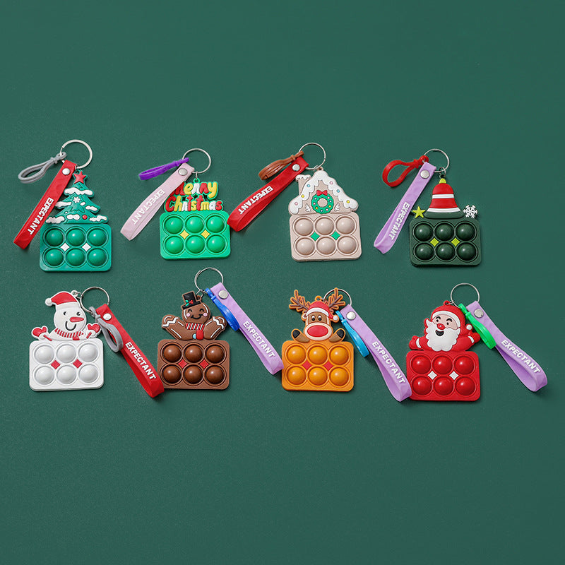 christmas-decompression-finger-bubble-music-key-chain-old-man-soft-rubber-decompression-cartoon-pendant-elk-snowman-tree