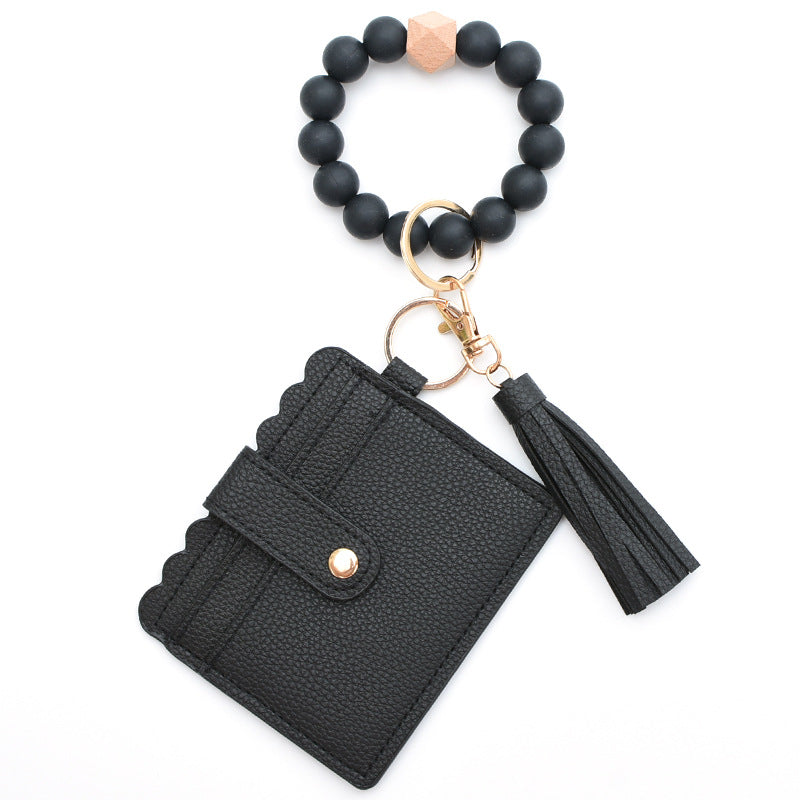 colorful-silicone-bead-bracelet-card-holder-pu-tassel-womens-wallet-keychain-silicone-beaded-bracelet