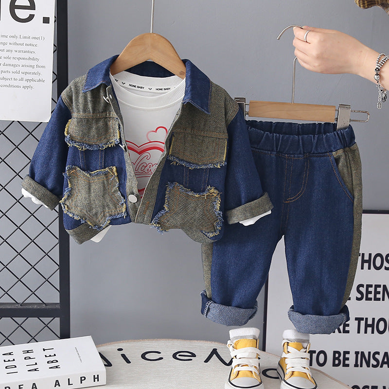 five-pointed-star-denim-long-sleeved-three-piece-set