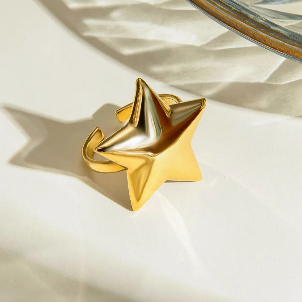 Gold Star Ring – Adjustable Celestial Jewellery Gift for Her