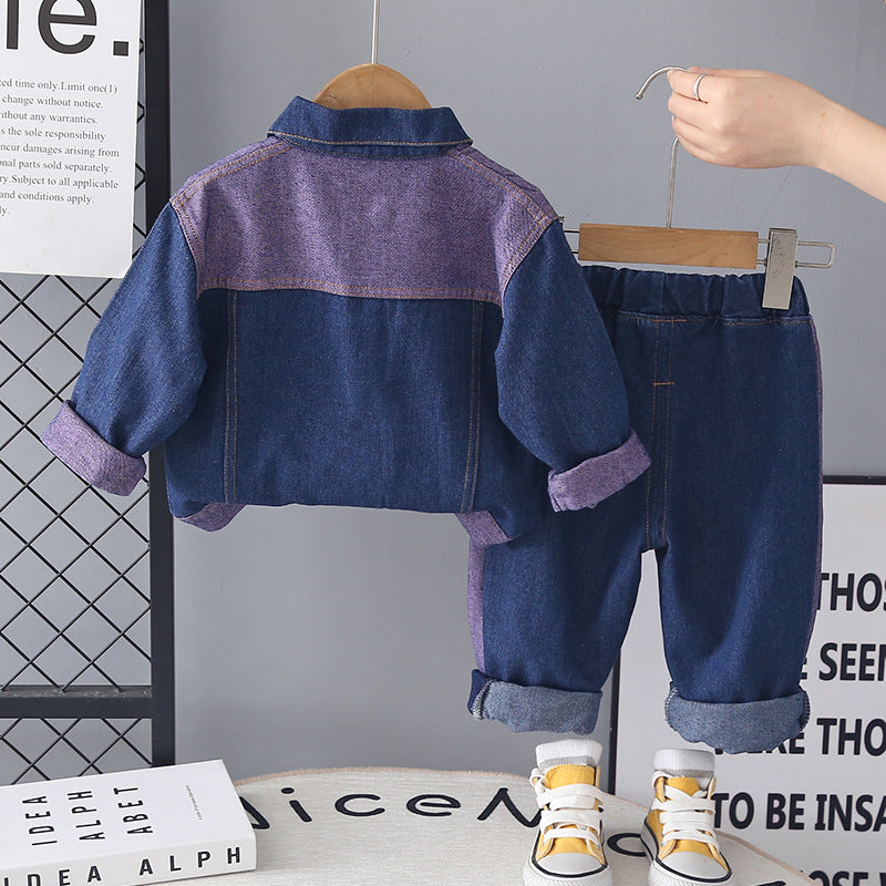 five-pointed-star-denim-long-sleeved-three-piece-set