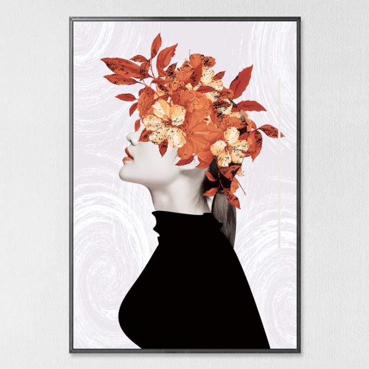 modern-floral-feather-woman-abstract-fashion-style-canvas-painting-art-print-poster-picture-frame-wall-living-room-home-decor