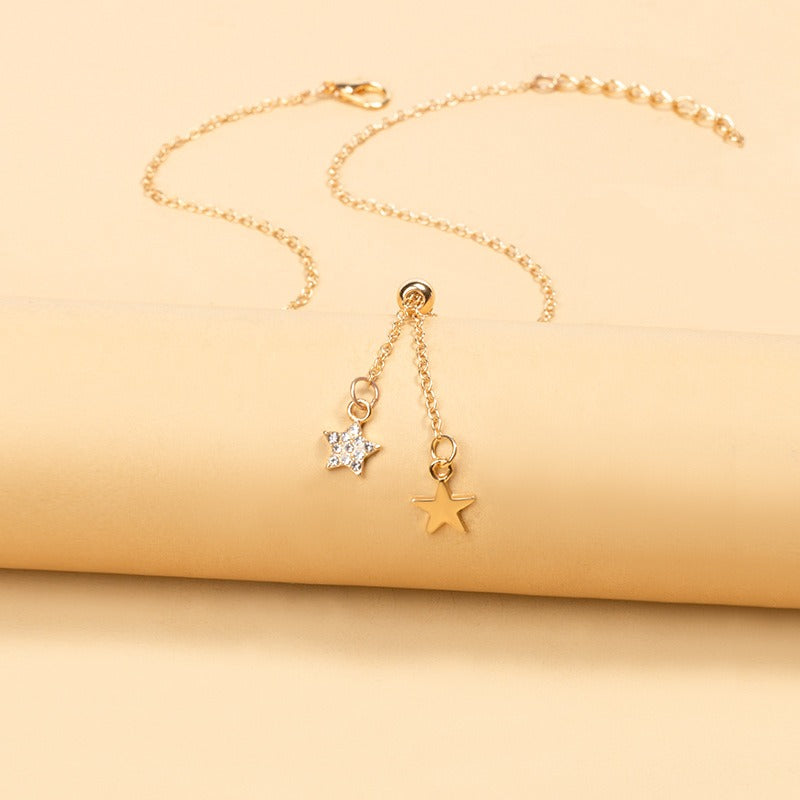 Fashionable and simple adjustable star pendant retro necklace clavicle chain for women