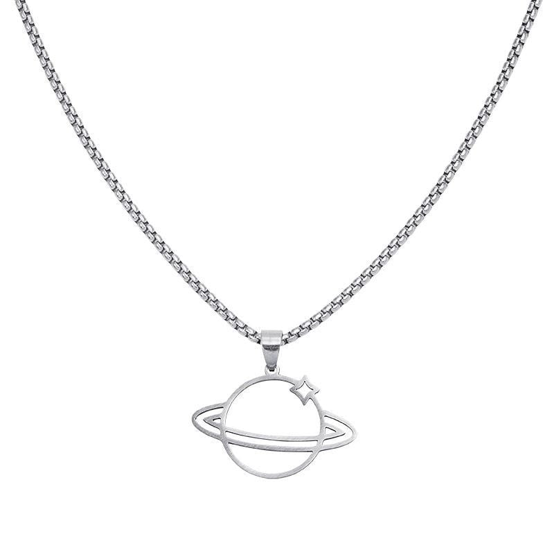 Planet Woman Necklaces Long Jewelry Women Necklace Pendant Hip Hop Chain Lovers Silver Color European Stainless Steel Naszyjnik