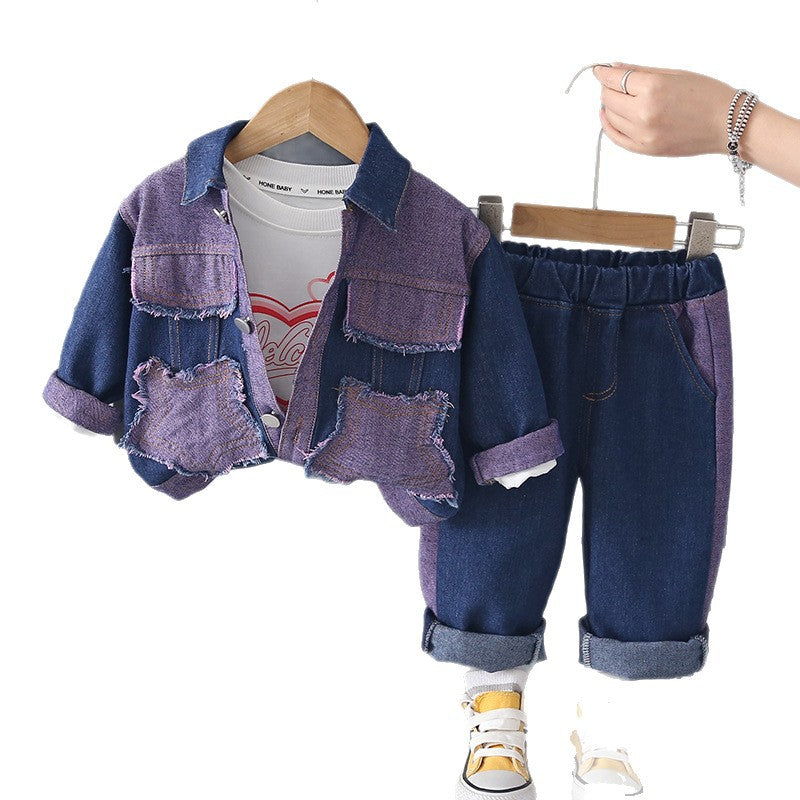 five-pointed-star-denim-long-sleeved-three-piece-set