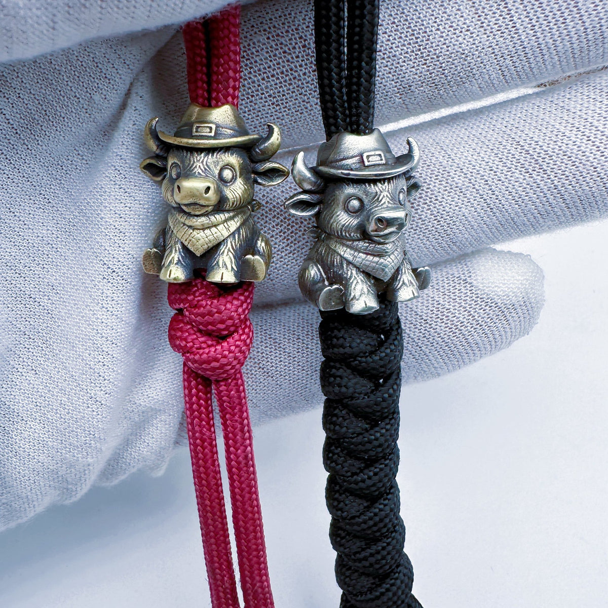 brass-cow-head-paracord-bead-set-western-calf-cutter-lanyard-pendants-for-knife-edc-diy-bracelets