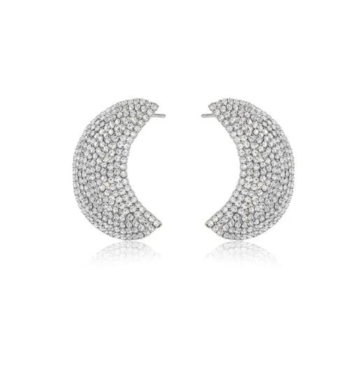Rhinestone earrings, fashionable and personalized exaggerated moon earrings, temperament accessories