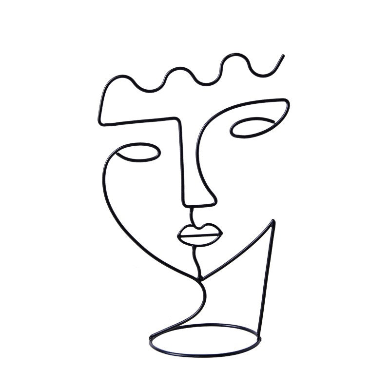 Abstract Iron Art Portrait Art Decoration Home Retro Jewelry Rack Metal Crafts Figure Decoration Decoration Decoration