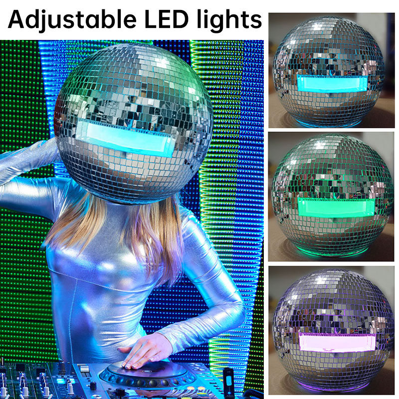 Silver Mirror Helmet Mask, Reflective Disco Costume Headgear for EDM Raves, Music Festivals, DJ Stage Performance