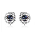 New sterling silver planet earrings European and American light luxury temperament female niche blue earrings