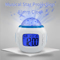 Starry Sky Projection Alarm Clock – Colourful LED Night Light with Music