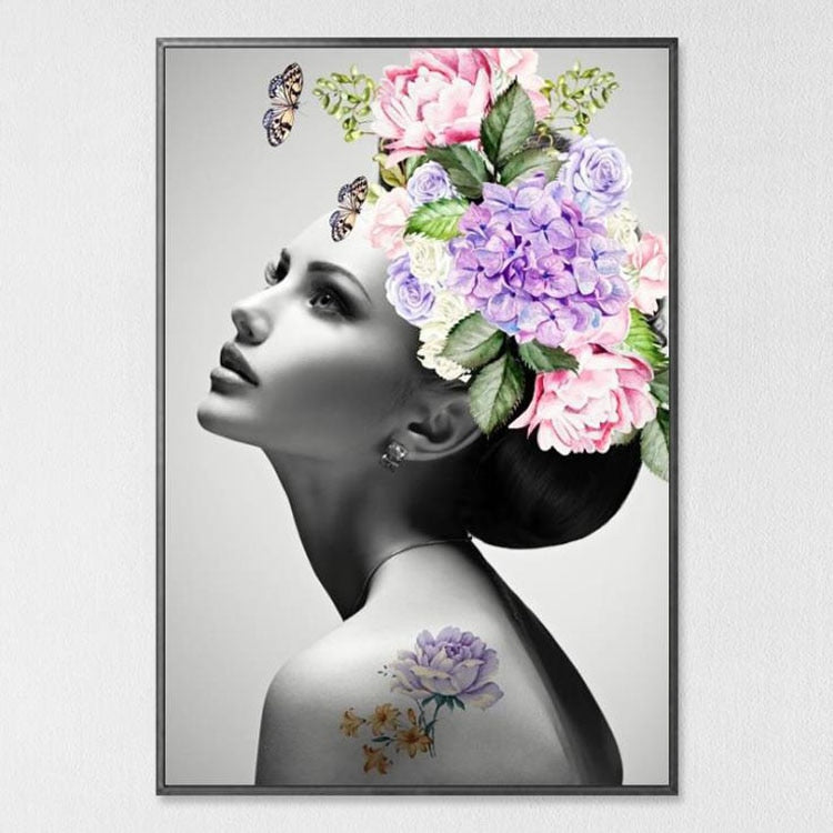 modern-floral-feather-woman-abstract-fashion-style-canvas-painting-art-print-poster-picture-frame-wall-living-room-home-decor