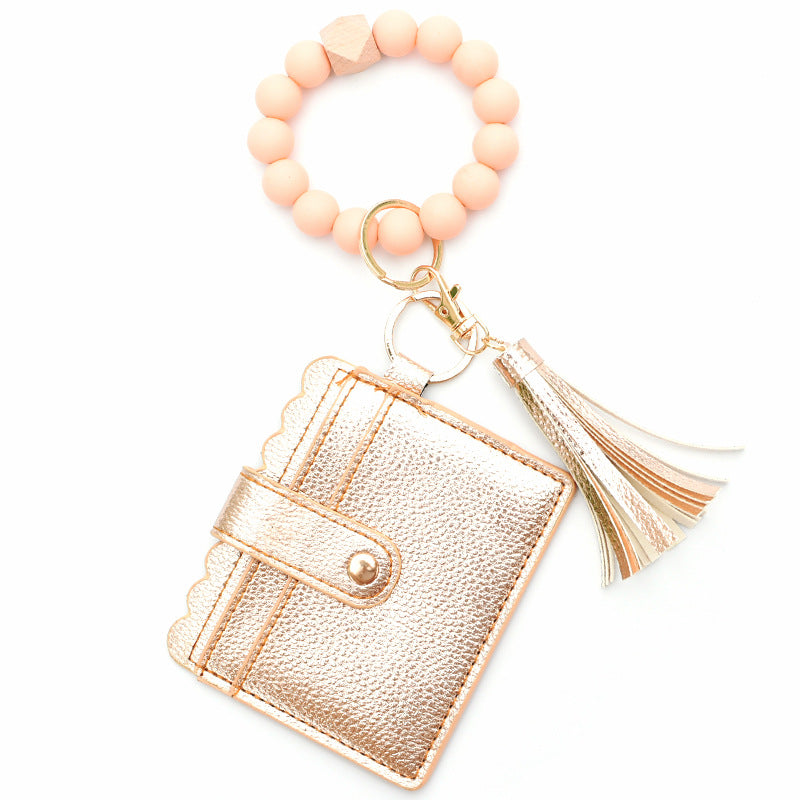 colorful-silicone-bead-bracelet-card-holder-pu-tassel-womens-wallet-keychain-silicone-beaded-bracelet