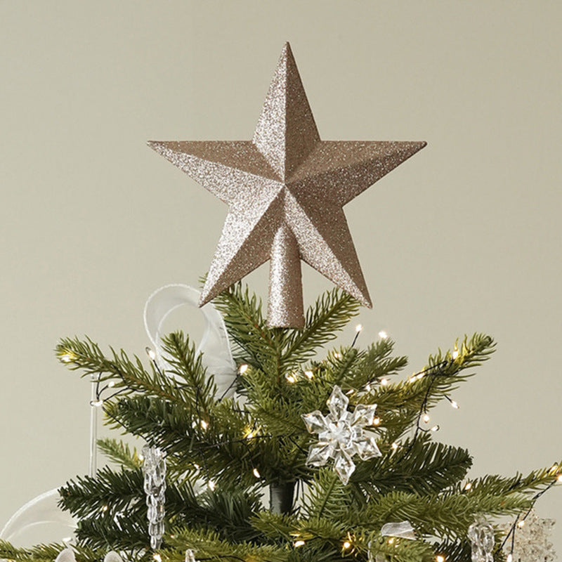 christmas-tree-top-star-decoration-ornament-gold-silver-red-pink-3d-five-pointed-star