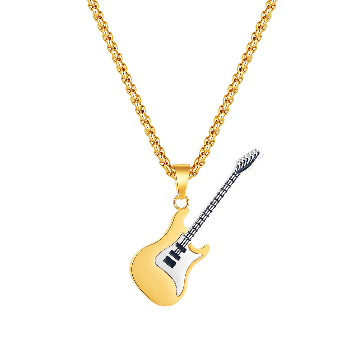 hip-hop-stainless-steel-guitar-pendant-street-classic-fashion-male-titanium-necklace