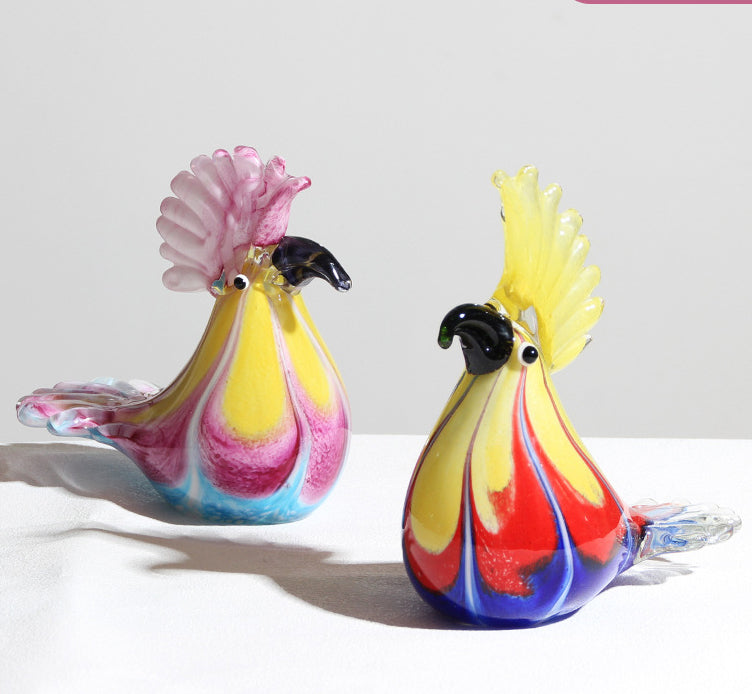 Nordic Figurine Glass Lovely birds Craft Decoration Hand Blown Art Home desktop decoration birthday gift