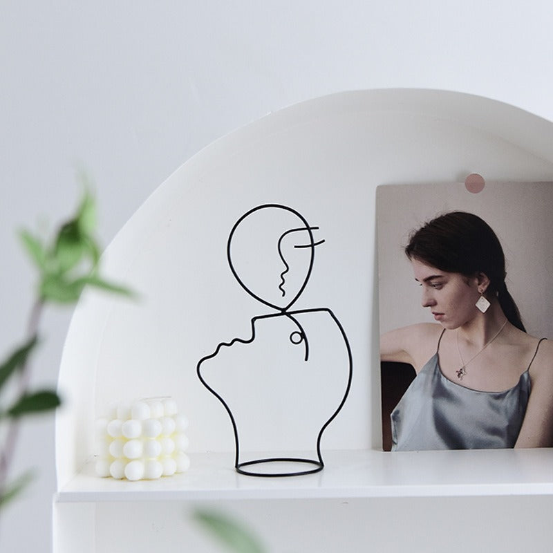 Abstract Iron Art Portrait Art Decoration Home Retro Jewelry Rack Metal Crafts Figure Decoration Decoration Decoration