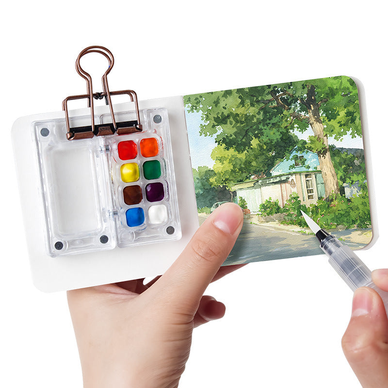 Mini Watercolor Paint Set with Small Drawing Book for Kids and Primary School Students, Portable Sketchbook and Art Kit