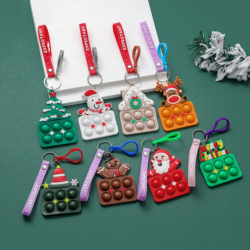 christmas-decompression-finger-bubble-music-key-chain-old-man-soft-rubber-decompression-cartoon-pendant-elk-snowman-tree