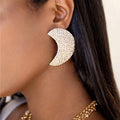 Rhinestone earrings, fashionable and personalized exaggerated moon earrings, temperament accessories
