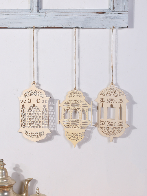 Vintage Star Moon Hollow Wood Pendant Home Decoration