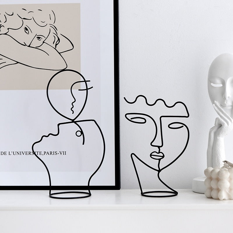 Abstract Iron Art Portrait Art Decoration Home Retro Jewelry Rack Metal Crafts Figure Decoration Decoration Decoration