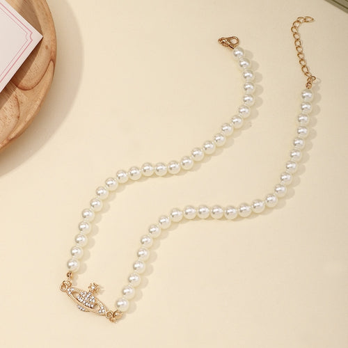 Blijery Elegant Imitation Pearl Planet Choker Necklace for Women Collier Wedding Party Collar Fashion Jewelry Gift