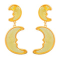 Alloy resin moon earrings for women