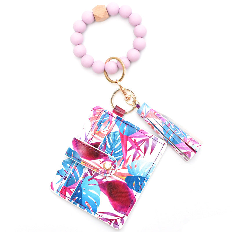 colorful-silicone-bead-bracelet-card-holder-pu-tassel-womens-wallet-keychain-silicone-beaded-bracelet