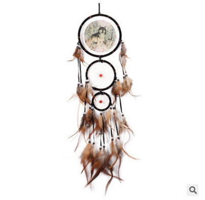 indian-style-dream-catcher-wolf-head-oil-painting-dream-catcher-home-wall-decoration-wall-hanging-natural-feather-pendant