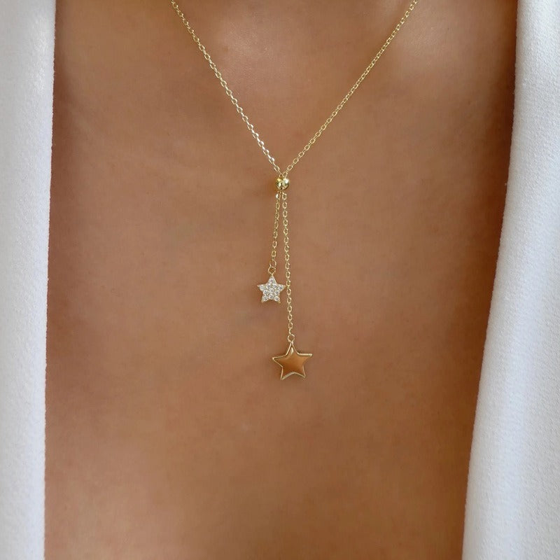 Fashionable and simple adjustable star pendant retro necklace clavicle chain for women