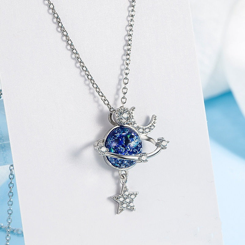 fantasy-universe-planet-necklace-with-small-design-sense-star-moon-set-zirconia-lock-bone-chain-necklace