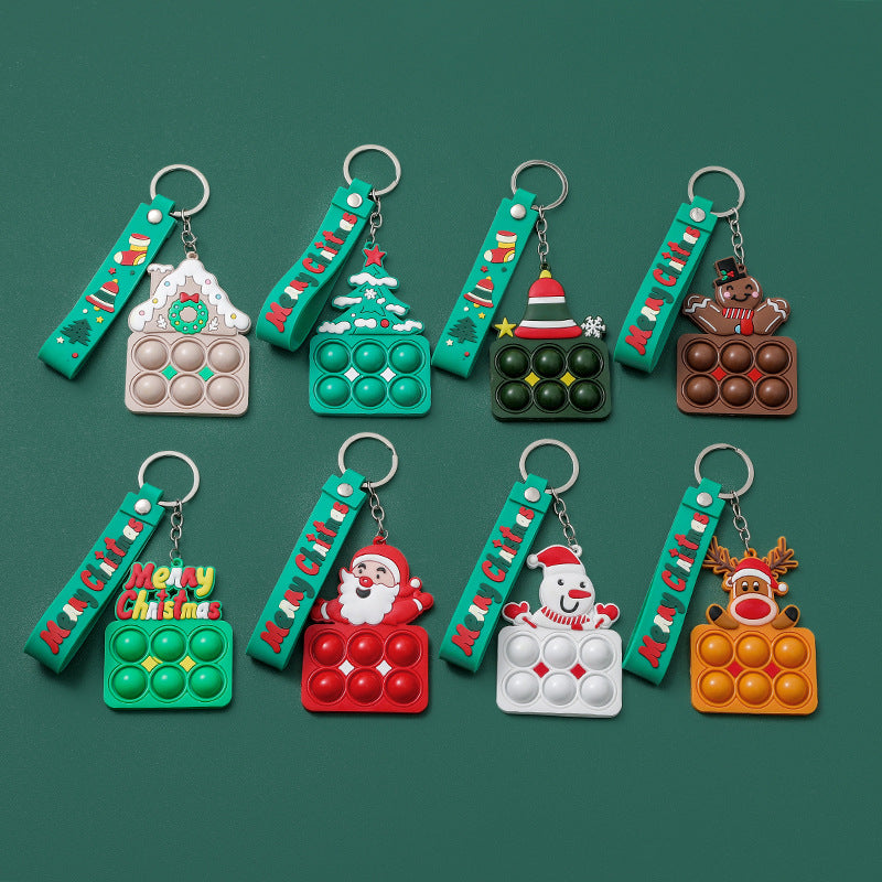 christmas-decompression-finger-bubble-music-key-chain-old-man-soft-rubber-decompression-cartoon-pendant-elk-snowman-tree
