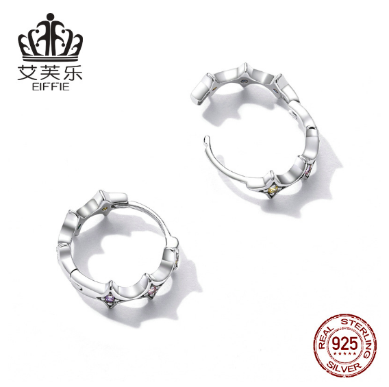 Avele Mans Star Sterling Silver S925 Ear Buckle Color Zircon Platinum Plated Simple Star Earrings