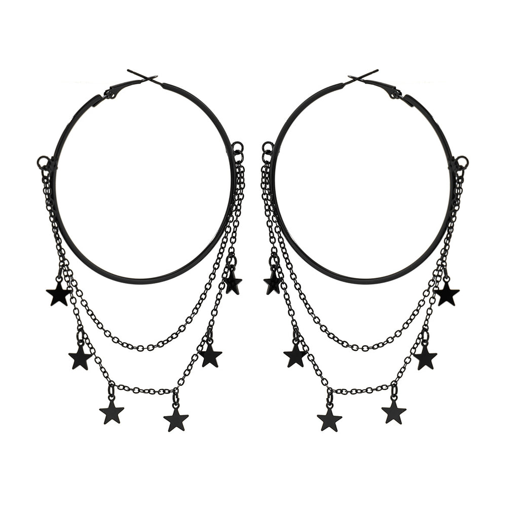 sweet-punk-style-black-pentagonal-star-earrings-gothic-dark-earrings