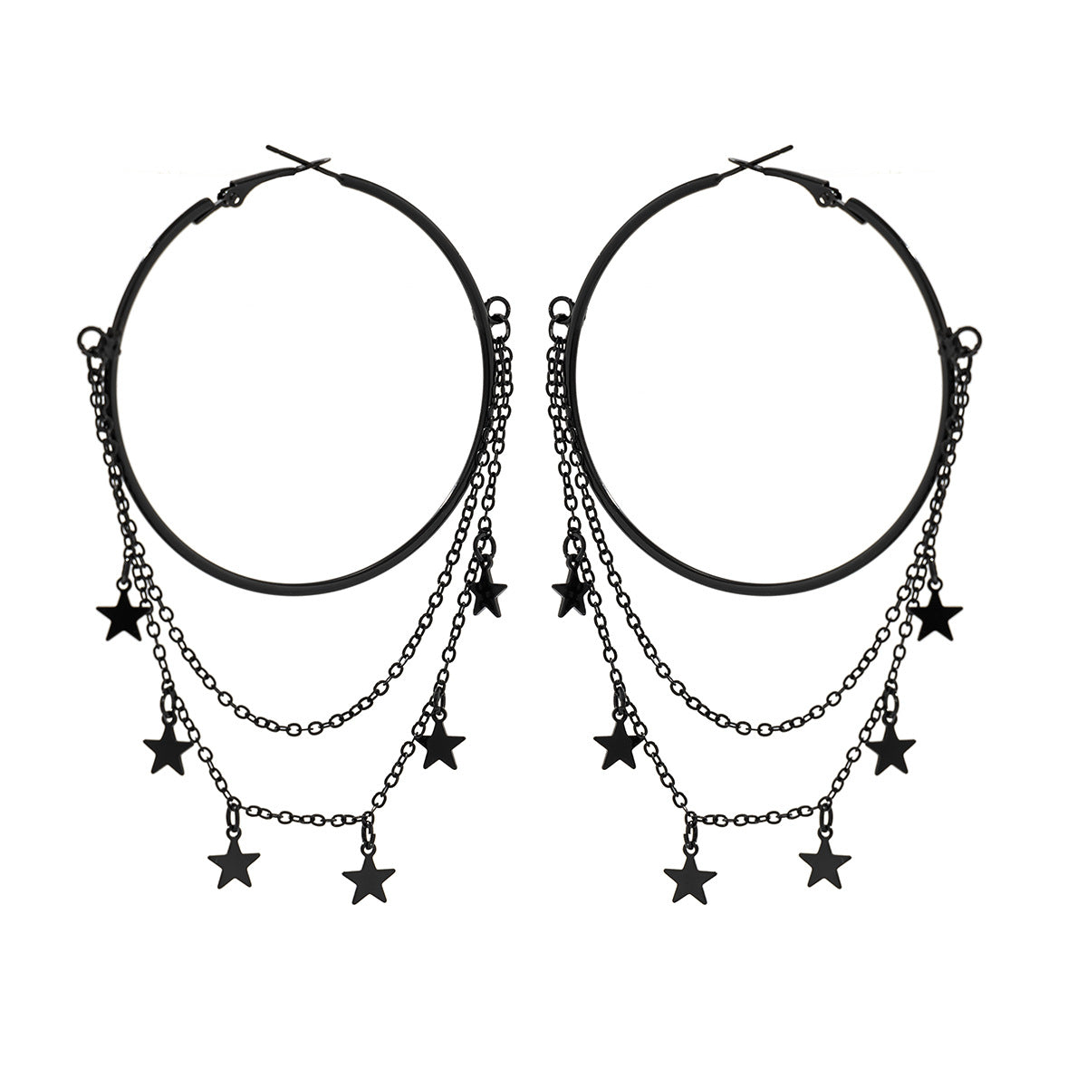 sweet-punk-style-black-pentagonal-star-earrings-gothic-dark-earrings