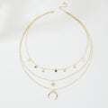 Starry Sky Layered Chain Necklace — Star & Moon