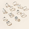 Vintage Moon Feather Ring Set Geometric Irregular Twelve Piece Rings