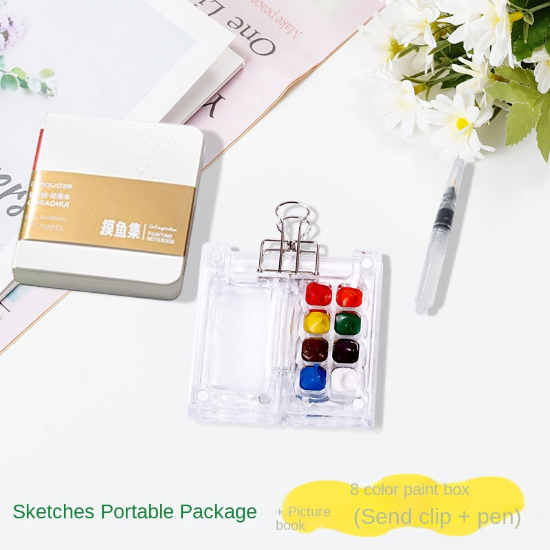 Mini Watercolor Paint Set with Small Drawing Book for Kids and Primary School Students, Portable Sketchbook and Art Kit